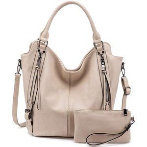 2 Pcs Tote Bag PU Leather Shoulder Bags Fashion Hobo Bags Large Purse Handbags